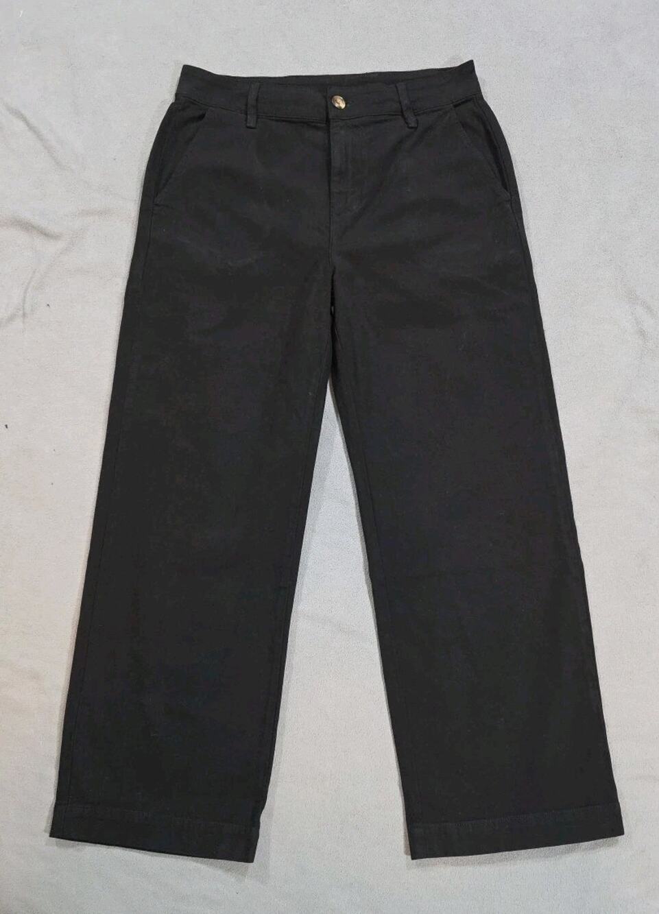 American Giant Wide Leg Pants Women’s 12 Black High Rise Canvas Pockets